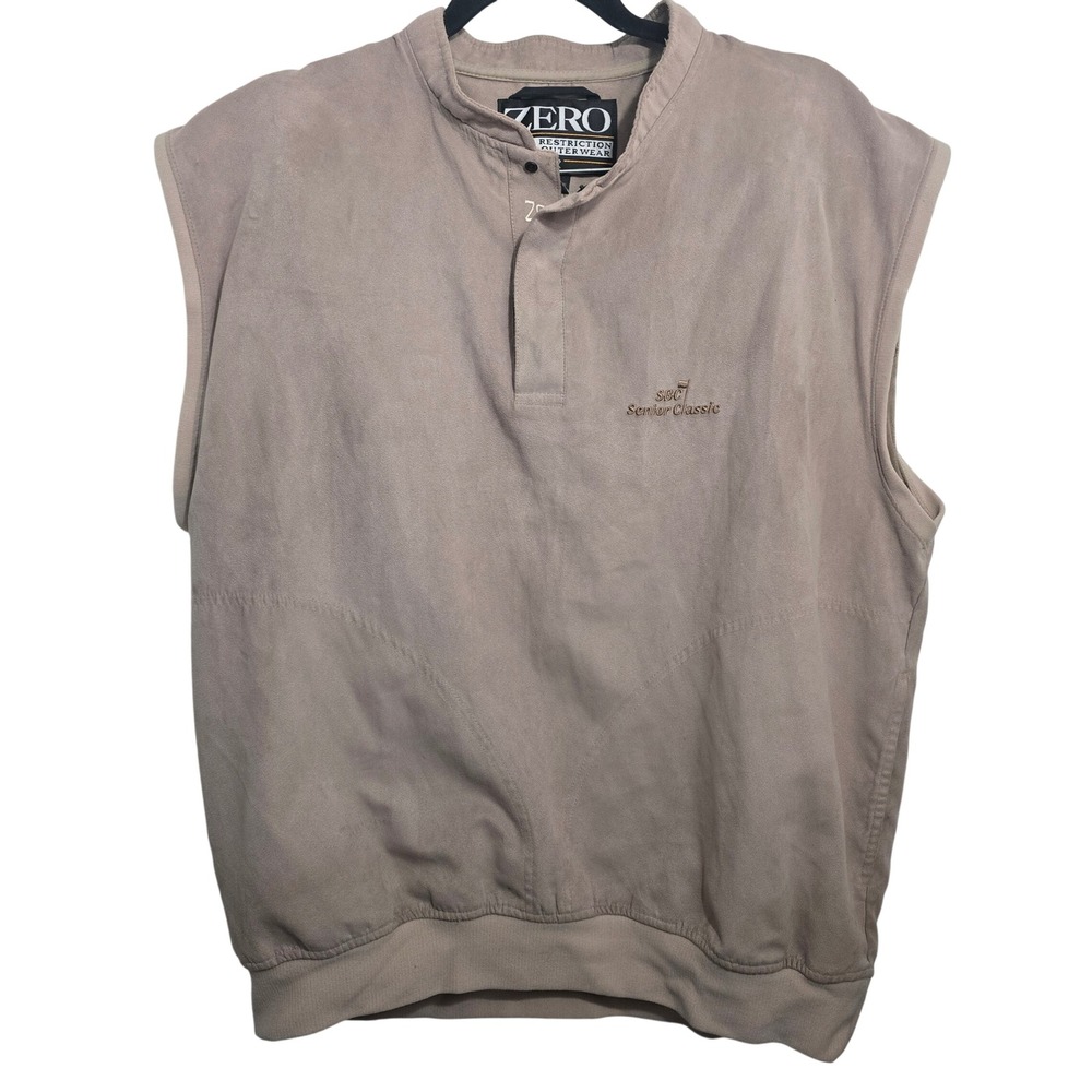 Zero Restriction Mens Golf‎ Vest Tan Faux Suede SBC Senior Classic L Made in USA